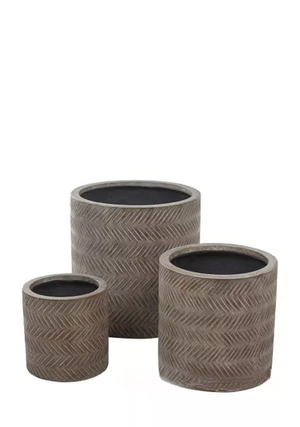 Кашпо Nobilis Marco "Fishbone fossil wood Cylinder" (файкостоун), D22хH22 см