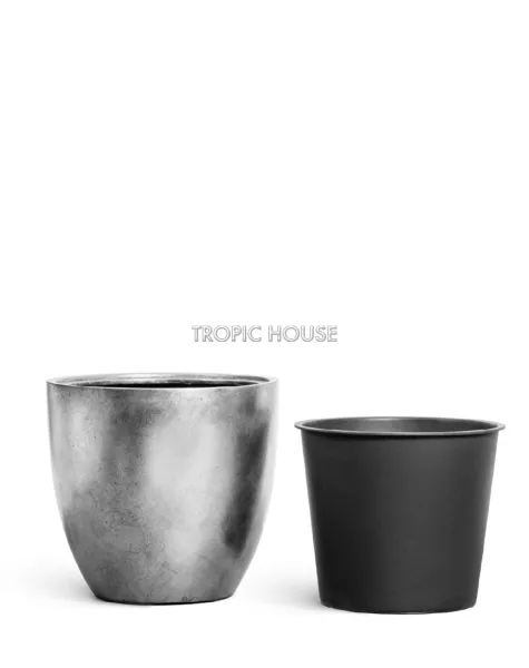 Кашпо TREEZ Effectory, Округлый конус, Серебро