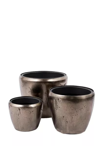 Кашпо Nobilis Marco Pa-silverbrown Round, Бронза