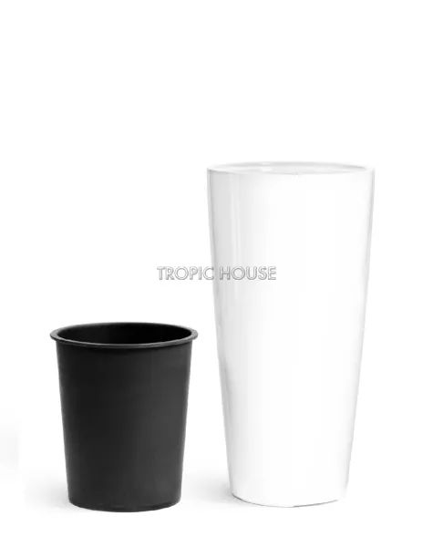 Кашпо TREEZ Effectory, Конус, Белый глянцевый лак