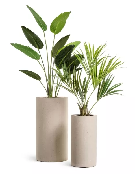 Кашпо TREEZ Effectory, Высокий цилиндр, Белый песок