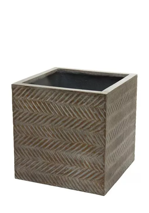 Кашпо Nobilis Marco "Fishbone fossil wood Cube" (файкостоун), 40х40хH40 см