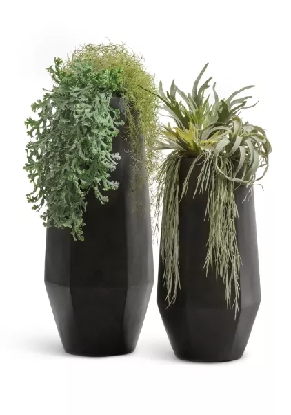 Кашпо TREEZ Effectory, Высокий многогранник, Антрацит