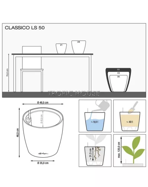 Кашпо LECHUZA CLASSICO LS 50х47 см
