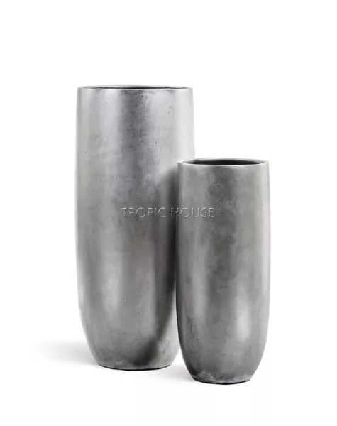 Кашпо TREEZ Effectory, Высокий округлый конус, Серебро