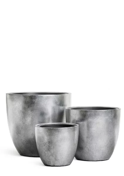 Кашпо TREEZ Effectory, Округлый конус, Серебро