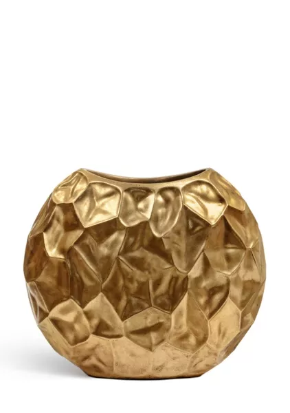 Кашпо TREEZ Effectory, Плоская сфера, Сусальное золото