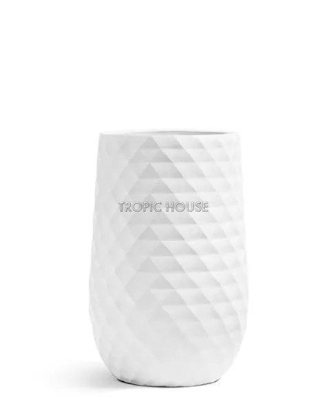 Кашпо TREEZ ERGO, Высокая округлая чаша, Белый камень