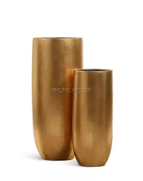 Кашпо TREEZ Effectory, Metal, Высокий округлый конус, Сусальное золото