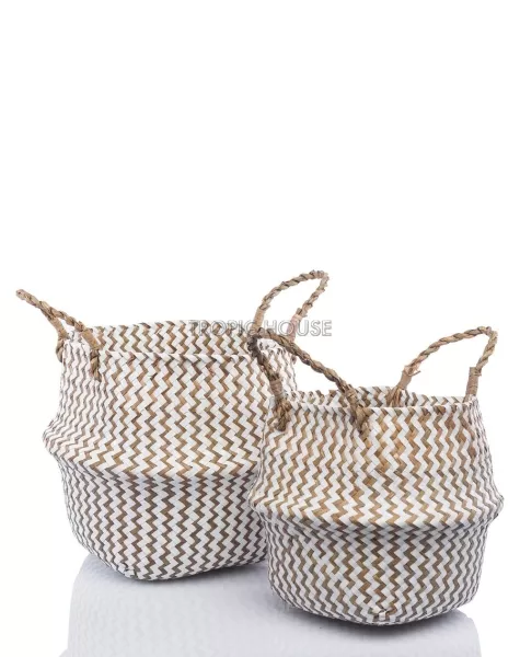 Корзина средняя белый зигзаг