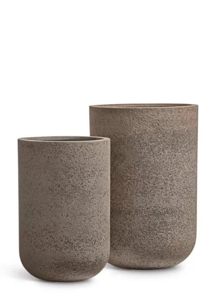 Кашпо TREEZ ERGO, Высокий округлый цилиндр, Песок серый беж