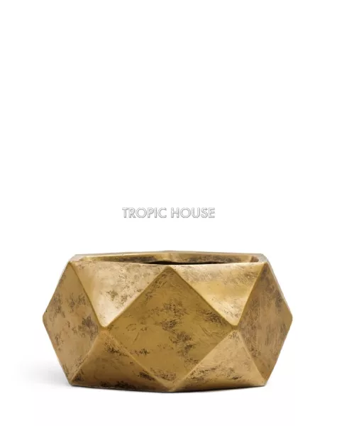 Кашпо TREEZ ERGO, Низкая чаша, Состаренное золото