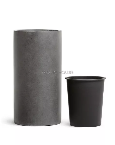 Кашпо TREEZ Effectory, Высокий цилиндр, темно-серый бетон
