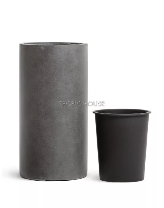Кашпо TREEZ Effectory, Высокий цилиндр, темно-серый бетон
