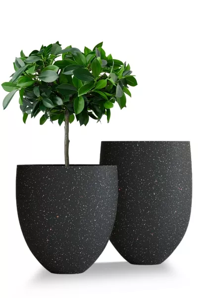 Кашпо CONCRETIKA BARREL EGG BLACK