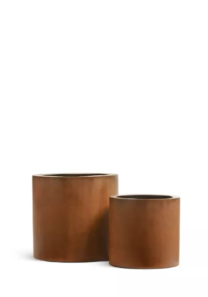 Кашпо TREEZ Effectory, Corten Steel, Цилиндр, Бархатистая окись
