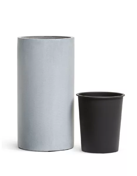 Кашпо TREEZ Effectory, Высокий цилиндр, Серый ледник