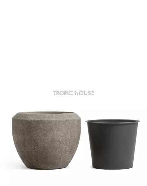 Кашпо TREEZ Effectory, Чаша , Серо-коричневый туф