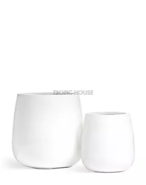 Кашпо TREEZ Effectory, Высокий округлый конус, Белый глянцевый лак