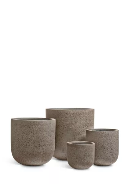 Кашпо TREEZ ERGO, Цилиндрическая Чаша, Песок серый беж