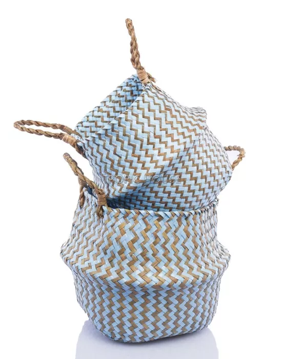 Корзина средняя голубой зигзаг
