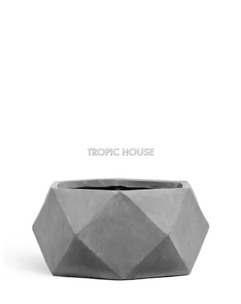 Кашпо TREEZ ERGO, Низкая чаша, Светло-серый камень