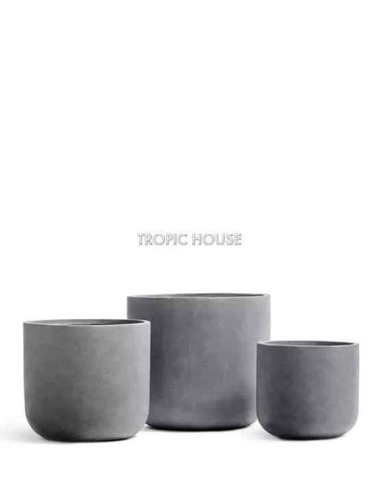 Кашпо TREEZ ERGO, Закруглённый цилиндр, Светло-серый камень