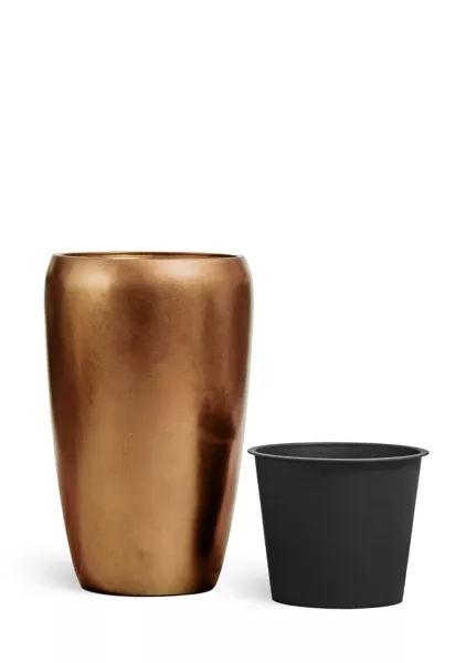 Кашпо TREEZ Effectory, Metal, Высокий округлый конус, Тёмное матовое золото