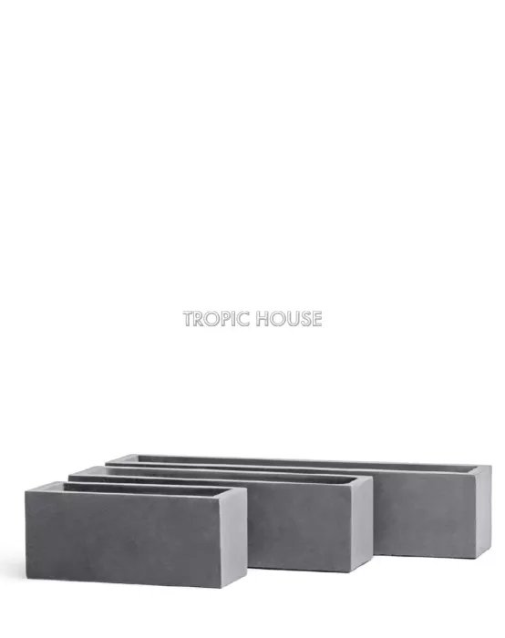 Кашпо TREEZ ERGO, Узкий низкий прямоугольник, Светло-серый камень