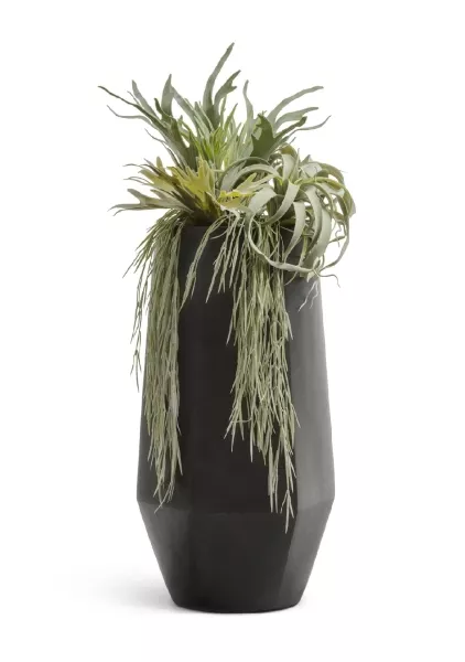 Кашпо TREEZ Effectory, Высокий многогранник, Антрацит