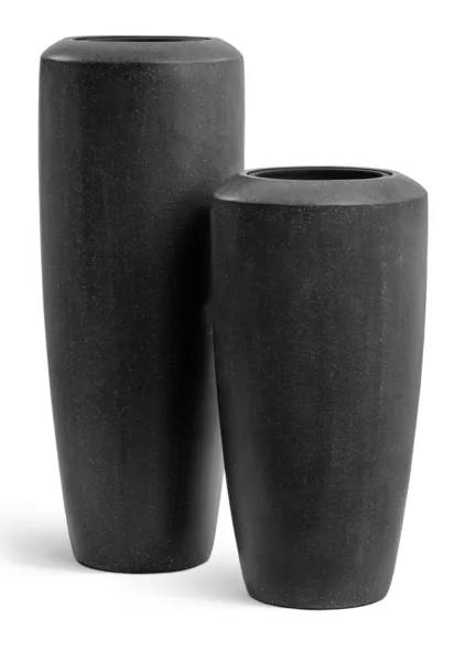 Кашпо TREEZ Effectory, Quartz, Высокий конус, Чёрный кварц