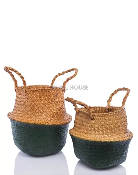 Корзина средняя зеленый/крафт