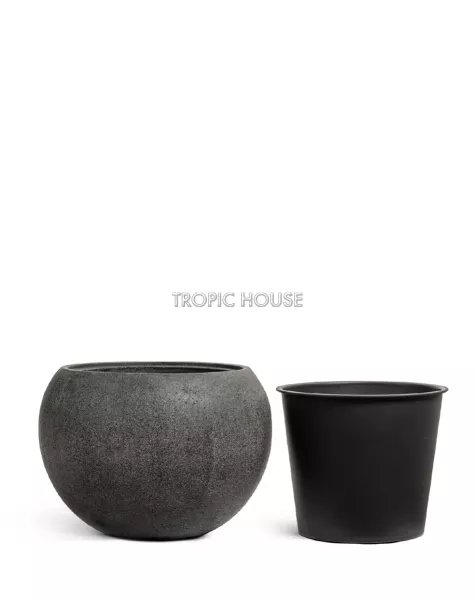 Кашпо TREEZ Effectory, Большая полусфера, Тёмно-серый камень