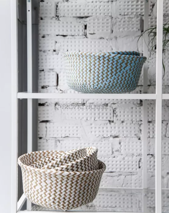 Корзина средняя голубой зигзаг