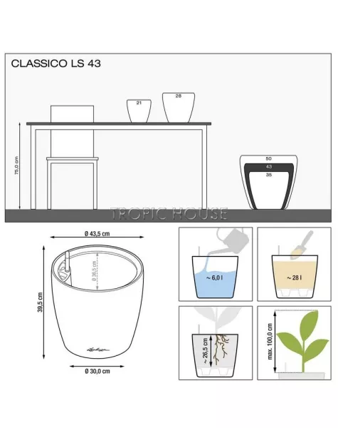 Кашпо LECHUZA CLASSICO LS 43х40 см