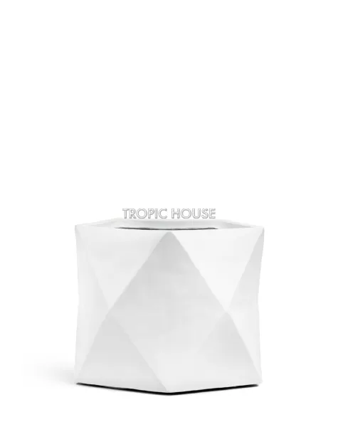 Кашпо TREEZ ERGO, Многогранник, Белый камень