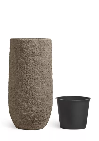 Кашпо TREEZ Effectory, Terra, Высокий конус, Тёмный беж