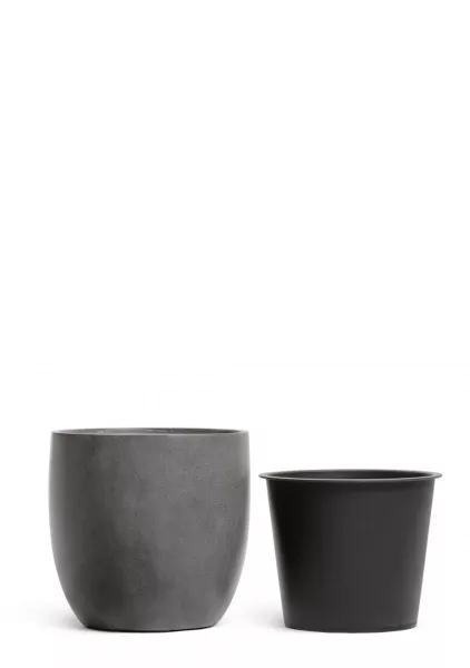 Кашпо TREEZ Effectory, Округлый конус, Тёмно-серый бетон