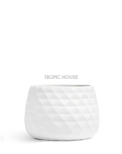 Кашпо TREEZ ERGO, Низкая чаша, Белый камень