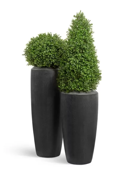 Кашпо TREEZ Effectory, Quartz, Высокий конус, Чёрный кварц