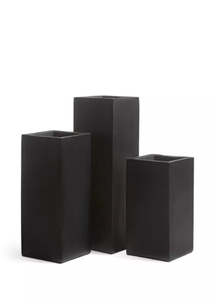Кашпо TREEZ Effectory, Black Stone, Высокий куб, Антрацит