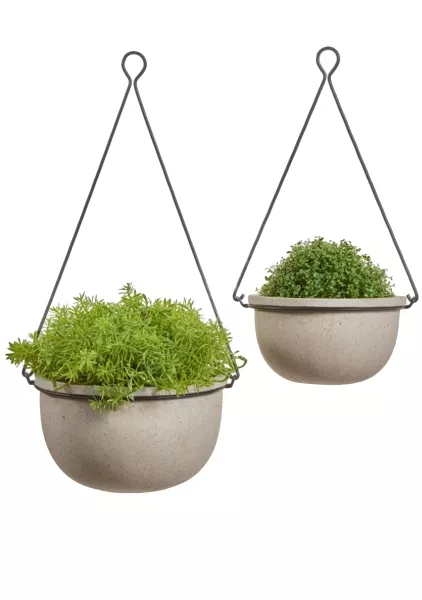 Кашпо TREEZ Effectory, Beton, Полусфера подвесная, Белый песок