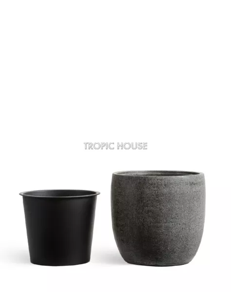 Кашпо TREEZ Effectory, Округлый конус, Тёмно-серый камень