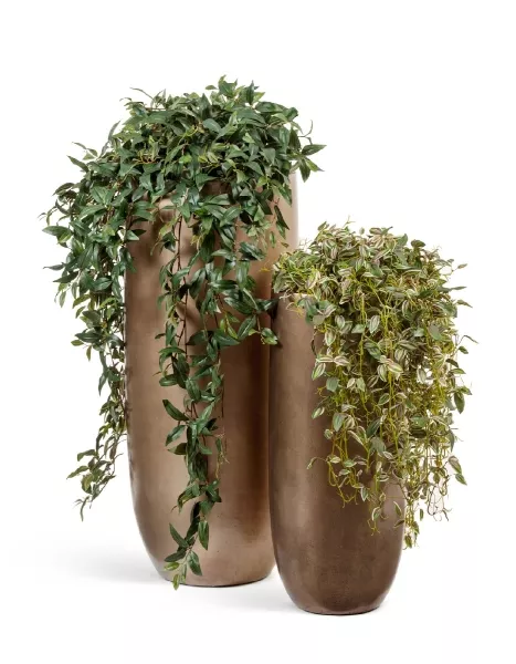 Кашпо TREEZ Effectory, Высокий округлый конус, Тёмное матовое золото