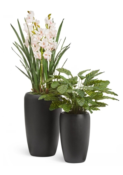 Кашпо TREEZ Effectory, Black Stone, Высокий округлый конус, Антрацит