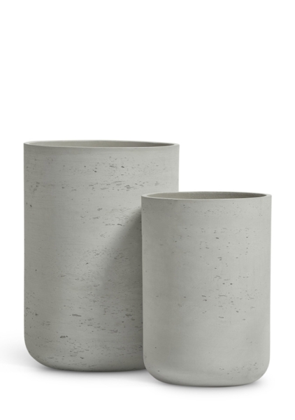 Кашпо TREEZ ERGO, Высокий цилиндр, Светло-серый бетон