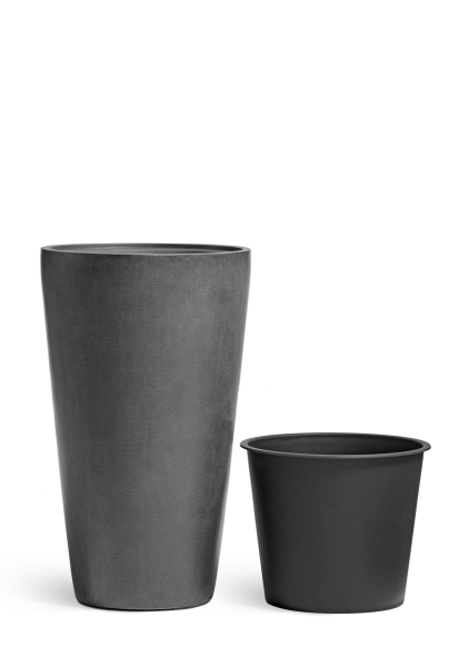 Кашпо TREEZ Effectory, Высокий конус, Тёмно-серый бетон