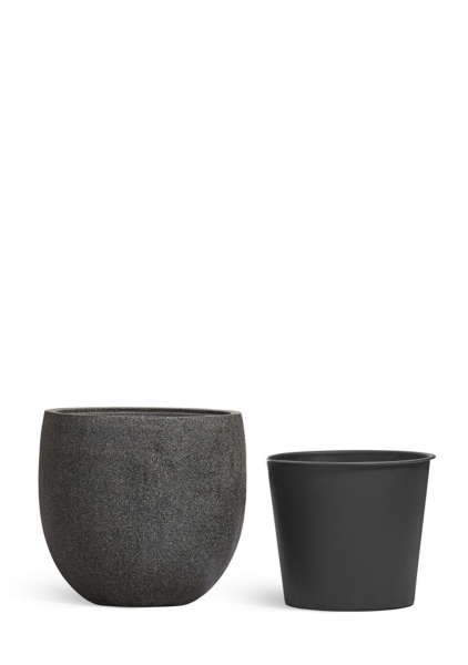 Кашпо TREEZ Effectory, Stone, Чаша classic, Тёмно-серый камень