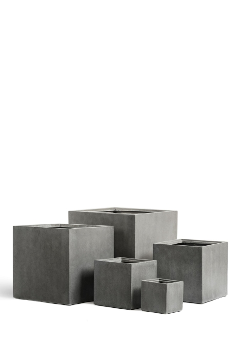 Кашпо TREEZ Effectory, Куб, Темно-серый бетон