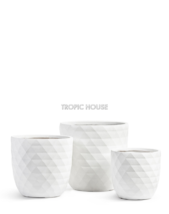 Кашпо TREEZ ERGO, Чаша-конус, Белый камень
